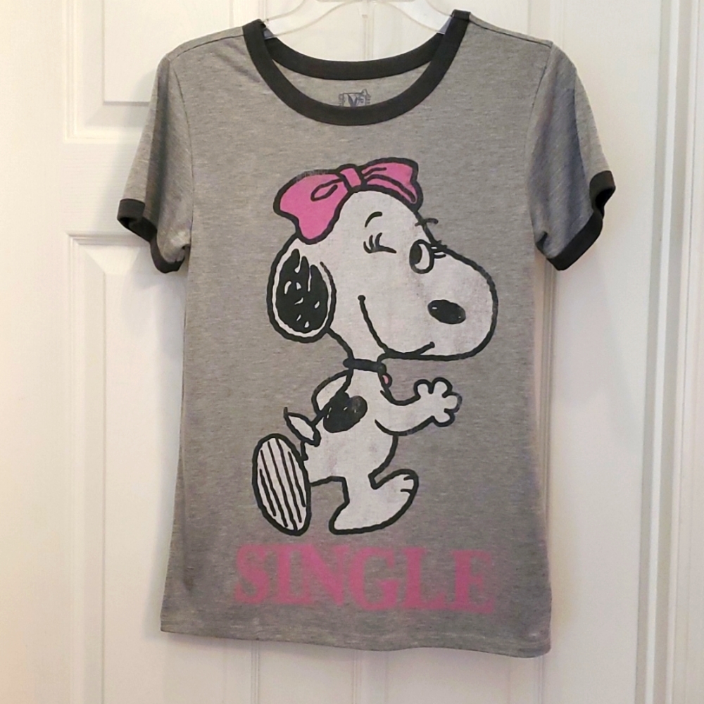 Snoopy Belle "Single" Heather Gray Soft Crewneck Tshirt